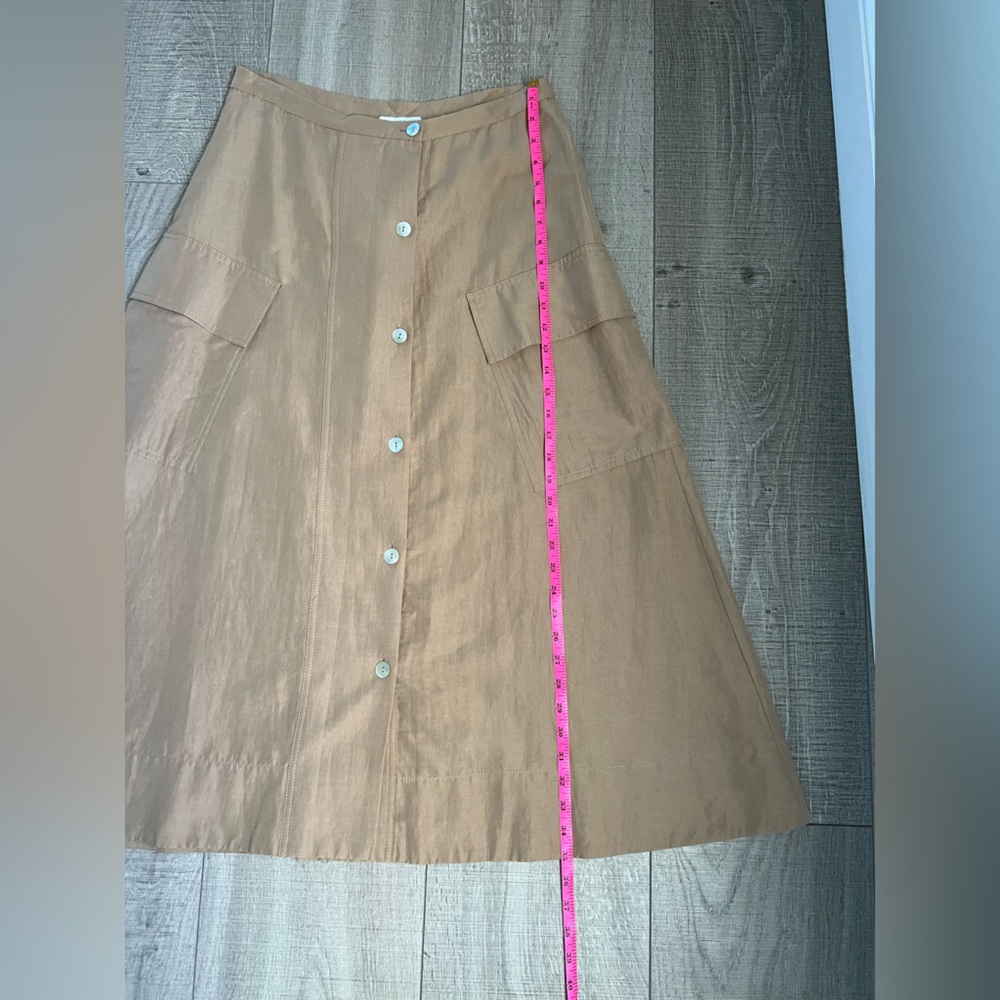 Vince Women’s Linen Blend Utility Button-Down Midi Skirt Size 10 - Picture 8 of 12